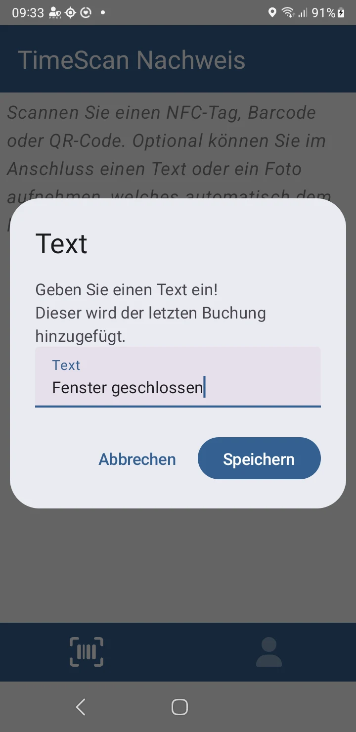 TimeScan Nachweis screenshot